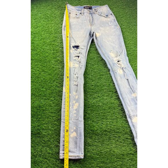 Serenade Men’s Size 30 Light Wash Distressed Skinny Jeans Ripped Stretch Denim - Picture 5 of 10